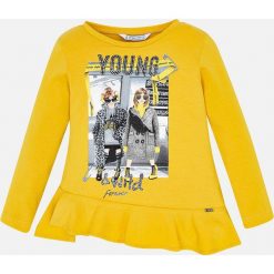 Mayoral - Longsleeve dziecięcy 92-134 cm. Żółte bluzki dziewczęce Mayoral, z nadrukiem, z elastanu, z okrągłym kołnierzem, z długim rękawem, długie, bez kaptura. Za 74,90 zł.