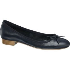 Baleriny damskie 5th Avenue granatowe. Niebieskie baleriny damskie 5th Avenue, bez wzorów, ze skóry, bez obcasa, na obcasie. Za 139,90 zł.