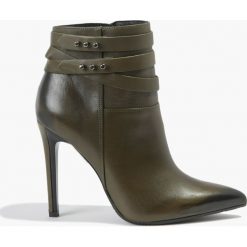 Botki damskie lity: Botki oliwkowe Elena