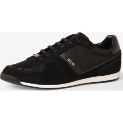 BOSS Athleisure - Tenisówki męskie z dodatkiem skóry – Glaze_Lowp_mx, czarny. Czarne trampki męskie BOSS Athleisure, bez wzorów, ze skóry, sportowe, bez zapięcia. Za 645,95 zł.