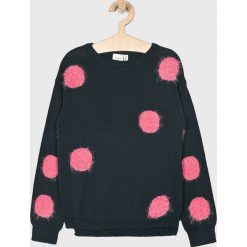 Name it - Sweter dziecięcy 122-164 cm. Niebieskie swetry dziewczęce Name it, bez wzorów, z bawełny, z okrągłym kołnierzem, z krótkim rękawem, krótkie, bez kaptura. W wyprzedaży za 69,90 zł.