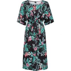 Sukienka z rękawami kimonowymi bonprix czarny w kwiaty. Czarne sukienki damskie bonprix, w paski, bez kołnierzyka, bez rękawów. Za 54,99 zł.