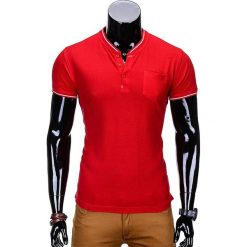 T-SHIRT MĘSKI BEZ NADRUKU S667 - CZERWONY. Czerwone t-shirty męskie z nadrukiem Ombre Clothing, m, z bawełny, ze stójką. Za 35,00 zł.