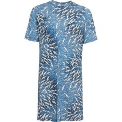 Sukienka shirtowa bonprix niebieski z nadrukiem. Niebieskie sukienki damskie bonprix, z nadrukiem, z okrągłym kołnierzem, z długim rękawem, długie, mini. Za 59,99 zł.