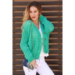 Kardigan MARTILIS MINT. Zielone bluzy damskie IVET, bez wzorów, z dzianiny, bez rękawów, bez kaptura. W wyprzedaży za 79,00 zł.