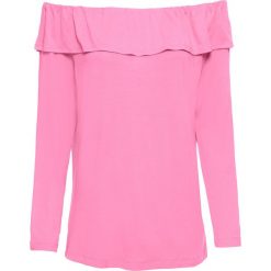 Shirt z dekoltem "carmen", rękawy 3/4 bonprix jasnoróżowy. Różowe koszulki damskie bonprix, bez wzorów, eleganckie, bez kołnierzyka. Za 54,99 zł.
