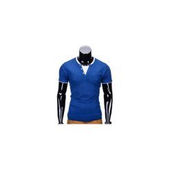 T-shirty męskie: T-SHIRT MĘSKI BEZ NADRUKU S679 – GRANATOWY