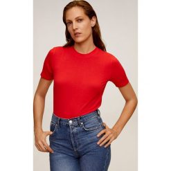 Mango - T-shirt Ribor. Czerwone bluzki damskie Mango, s, bez wzorów, z elastanu, z okrągłym kołnierzem. Za 49,90 zł.