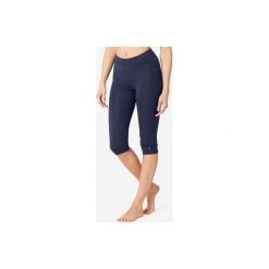 Rybaczki slim Gym & Pilates Fit+500 damskie. Niebieskie rybaczki damskie DOMYOS, xs, bez wzorów, z elastanu. Za 34,99 zł.