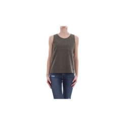 Topy na ramiączkach / T-shirty bez rękawów Woolrich WYTEE0428 F-DOUBLE TANK. Zielone bluzki damskie Woolrich, xs, bez wzorów, bez kołnierzyka. Za 122,19 zł.