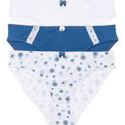 Figi (3 pary) bonprix z nadrukiem + niebieski + biały. Niebieskie figi bonprix, z nadrukiem, z bawełny. Za 53,97 zł.