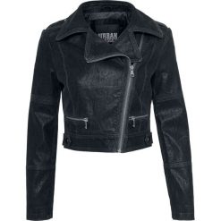 Urban Classics Ladies Short Biker Jacket Kurtka z ekoskóry damska czarny. Czarne bomberki damskie Urban Classics, xl, w paski, z poliesteru. Za 164,90 zł.