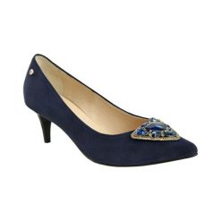 Buty ślubne damskie: Skórzane czółenka w kolorze granatowym