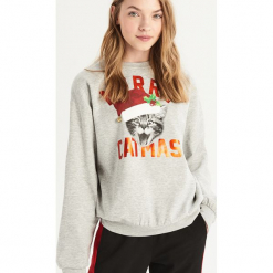 Bluza Merry catmas - Jasny szar. Szare bluzy damskie marki Sinsay, l. Za 49,99 zł.