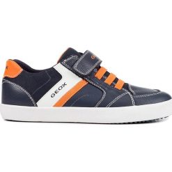 Sneakersy "Grisli" w kolorze granatowo-pomarańczowym. Brązowe trampki chłopięce marki geox kids, z gumy. W wyprzedaży za 129,95 zł.