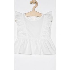 Name it - Top dziecięcy 92-122 cm. Białe bluzki dziewczęce Name it, z haftami, z bawełny, z okrągłym kołnierzem, z krótkim rękawem, krótkie, bez kaptura. W wyprzedaży za 59,90 zł.