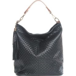 Shopper bag damskie: Skórzana torebka w kolorze czarnym – 36 x 20 x 35 cm
