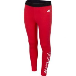 Legginsy dziewczęce (122-164) JLEG202 - czerwony. Czerwone legginsy dziewczęce marki 4F JUNIOR, bez wzorów, z bawełny. Za 39,99 zł.
