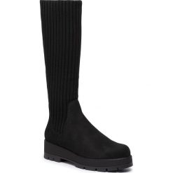 Kozaki UNISA - Ferre Blu Black. Czarne kozaki damskie Unisa, ze skóry, przed kolano, na wysokim obcasie, bez zapięcia. Za 549,00 zł.