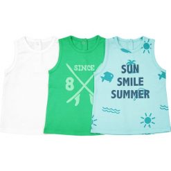 T-shirty chłopięce: Zestaw 3 koszulek na ramiączkach 1 miesiąc – 3 lata