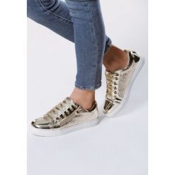 Złote Buty Sportowe Bee. Żółte buty sportowe damskie Born2be, bez wzorów, na sznurówki. Za 24,99 zł.