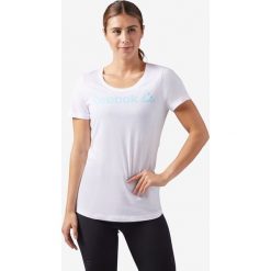 Reebok Koszulka Biały. Białe koszulki damskie Reebok, xl, z nadrukiem, z bawełny, bez kołnierzyka. Za 85,95 zł.