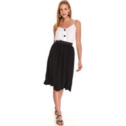 Spódnica rozkloszowana z gumką w pasie. Czarne spódniczki damskie Top Secret, na co dzień, na jesień, s, bez wzorów, eleganckie, midi, rozkloszowane. W wyprzedaży za 49,99 zł.