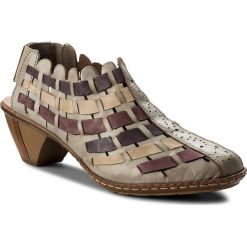Sandały RIEKER - 46778-62 Beige Kombi. Pomarańczowe klapki damskie marki Rieker, bez wzorów, ze skóry ekologicznej, bez obcasa, na obcasie. Za 259,00 zł.