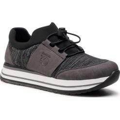 Sneakersy RIEKER - N3578-45 Grau Kombi. Szare półbuty damskie Rieker, na co dzień, bez wzorów, ze skóry ekologicznej, bez obcasa, na płaskiej podeszwie, bez zapięcia. Za 299,00 zł.