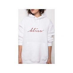 Bliss white hoodie. Białe bluzy damskie Rest_factory, s, z nadrukiem, z bawełny, bez rękawów, bez kaptura. Za 151,20 zł.