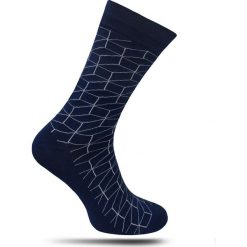 Niebieskie Modne Skarpetki -ALTIES- Męskie, Trójwymiarowe, Geometryczne SKALTS0048. Niebieskie skarpetki męskie Alties, bez wzorów, z tkaniny. Za 16,90 zł.