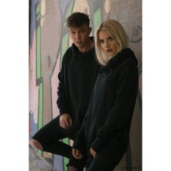 Bluza Damska Hoodie Classic Black. Czarne bluzy damskie Pakamera, bez wzorów, z długim rękawem, długie, bez kaptura. Za 206,00 zł.