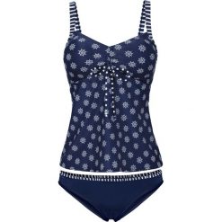 Tankini (2 części) bonprix ciemnoniebiesko-biały. Niebieskie stroje kąpielowe damskie bonprix, bez wzorów. Za 119,99 zł.
