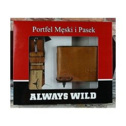 EKSKLUZYWNY ZESTAW PORTFEL MĘSKI + PASEK SKÓRA NATURALNA. Szare portfele męskie BUFFALO WILD, w paski, ze skóry. Za 79,90 zł.