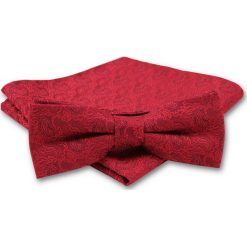 Elegancka Mucha Męska - Alties - Czerwona w Orientalny Wzór MUALTS0122. Czerwone muszki męskie Alties, na imprezę, w paski, eleganckie. Za 39,00 zł.
