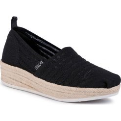 Espadryle SKECHERS - BOBS Homestretch 113001/BLK Black. Czarne espadryle damskie Skechers, bez wzorów, z tworzywa sztucznego, bez obcasa, na obcasie. Za 259,00 zł.