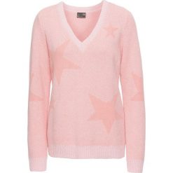 Sweter bonprix jasnoróżowy melanż. Różowe swetry damskie bonprix, bez wzorów, bez rękawów, bez kaptura. Za 89,99 zł.