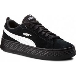 Sneakersy PUMA - Smash Platform Sd 366488 02 Puma Black/Puma White. Czarne półbuty damskie Puma, na co dzień, bez wzorów, z zamszu, bez obcasa, na płaskiej podeszwie, bez zapięcia. W wyprzedaży za 199,99 zł.