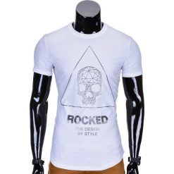 T-shirty męskie: T-SHIRT MĘSKI Z NADRUKIEM S772 – BIAŁY