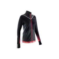Bluza do biegania KIPRUN WARM damska. Czarne bluzy damskie marki KALENJI, bez wzorów, z elastanu, bez rękawów, bez kaptura, do biegania. W wyprzedaży za 79,99 zł.