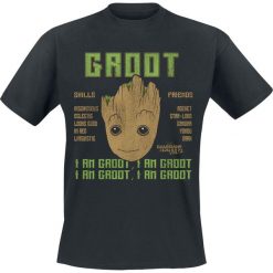 Guardians Of The Galaxy Groot Skills T-Shirt czarny. Czarne t-shirty męskie z nadrukiem marki Guardians Of The Galaxy, xxl, z okrągłym kołnierzem. Za 54,90 zł.