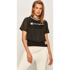 Champion - T-shirt. Czarne bluzki damskie Champion, s, z aplikacjami, z bawełny, casualowe, bez kołnierzyka. Za 169,90 zł.
