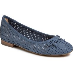 Baleriny CAPRICE - 9-22101-24 Blue Nubuck 822. Niebieskie baleriny damskie Caprice, bez wzorów, ze skóry, klasyczne, bez obcasa, na płaskiej podeszwie. Za 239,00 zł.