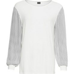 Shirt z rękawami szyfonowymi w kropki bonprix biel wełny w kropki. Białe koszulki damskie bonprix, bez wzorów, z wełny, z okrągłym kołnierzem. Za 74,99 zł.