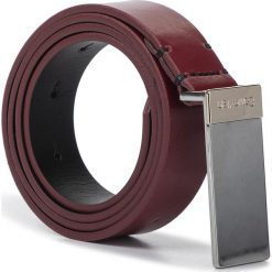 Pasek Damski CALVIN KLEIN - 2,5Cm Plaque Belt K60K605711 Barn Red XCL. Czerwone paski damskie Calvin Klein, w paski, ze skóry. W wyprzedaży za 159,00 zł.