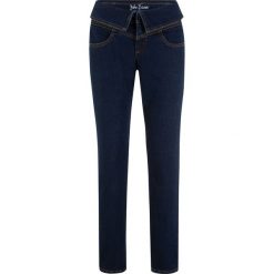 Wygodne dżinsy ze stretchem z wywijanym paskiem CLASSIC FIT bonprix ciemnoniebieski. Niebieskie jeansy damskie bonprix, bez wzorów, z jeansu. Za 54,99 zł.