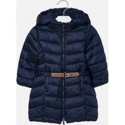 Mayoral - Kurtka dziecięca 92-134 cm. Niebieskie kurtki dziewczęce Mayoral, w paski, z poliesteru, długie, z kapturem. Za 254,90 zł.