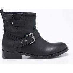 Hilfiger Denim - Botki. Czarne botki damskie skórzane marki Hilfiger Denim, z okrągłym noskiem. W wyprzedaży za 449,90 zł.