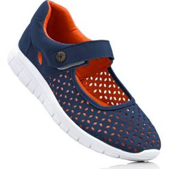 Baleriny bonprix ciemnoniebiesko-pomarańczowy. Niebieskie baleriny damskie bonprix, bez wzorów, sportowe, bez obcasa. Za 69,99 zł.