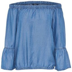 Only Damski T-Shirt Sandy Off Shoulder Dnm Top Medium Blue Denim (Rozmiar 34). Niebieskie topy damskie marki ONLY, l, bez wzorów, z denimu, bez kołnierzyka. W wyprzedaży za 60,00 zł.